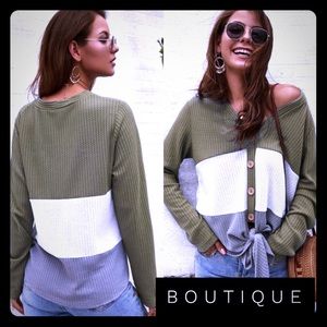 🆕💍BOUTIQUE💍Waffle Knit Tie Knot Top 🔥Hot item